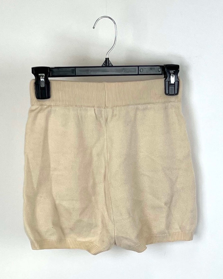 Meshki Beige Knit Shorts - Small