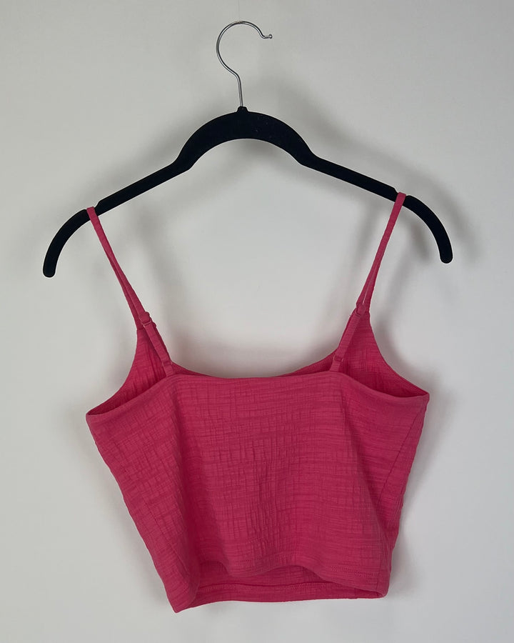 Watermelon Pink Texture Cropped Tank - Small