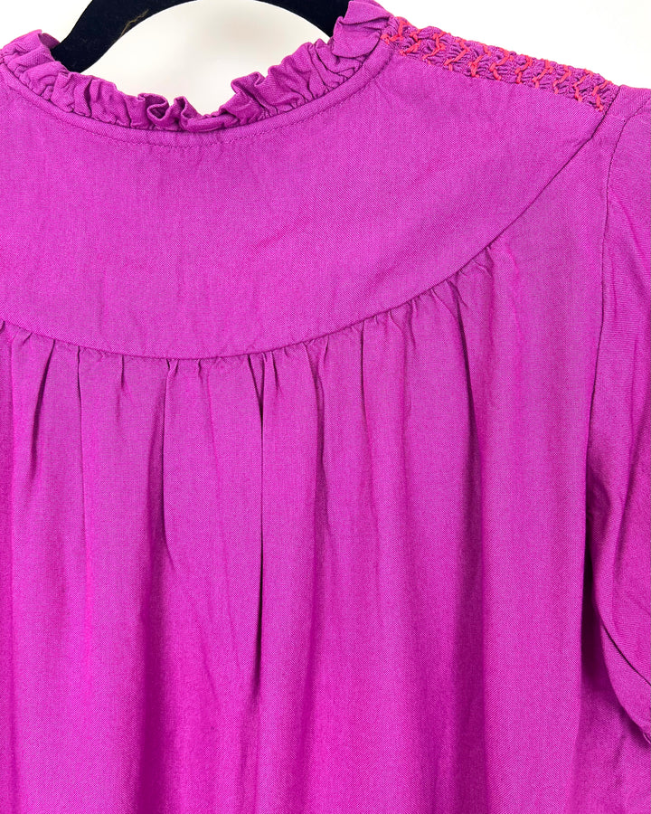 Magenta Smocked Blouse - Size 0/2 and 12/14