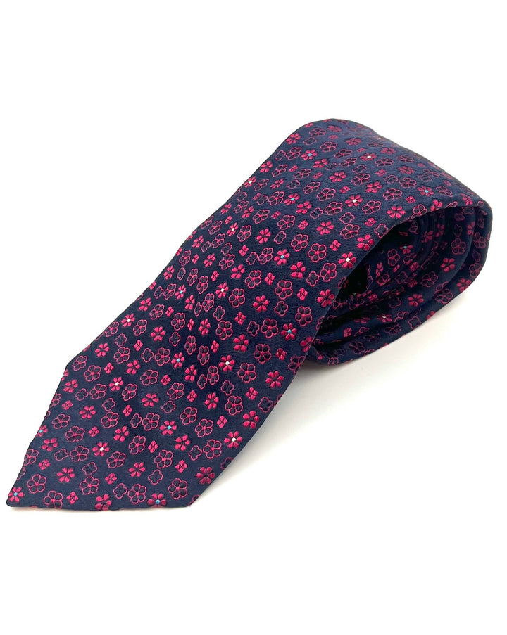 MENS Navy and Magenta Floral Tie