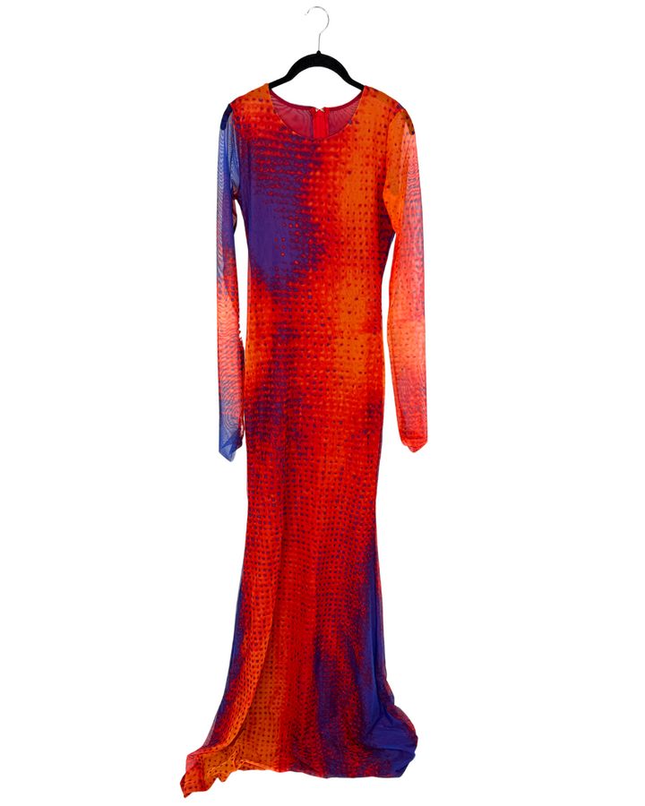 Unknown Orange and Purple Mesh Dress - Size 4/6