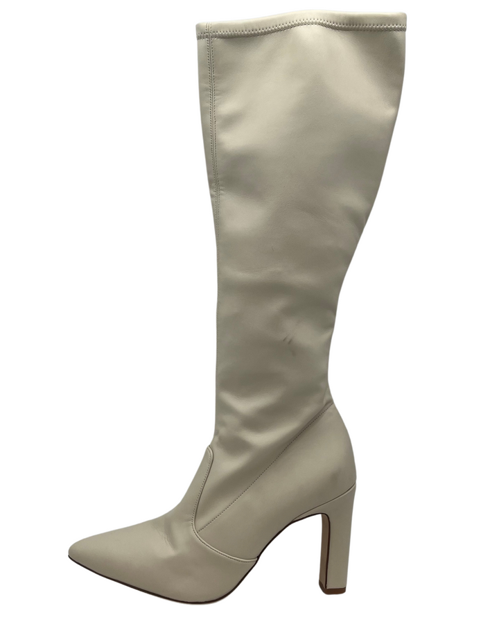 Tall Off White Leather Boots - Size 7 and 8