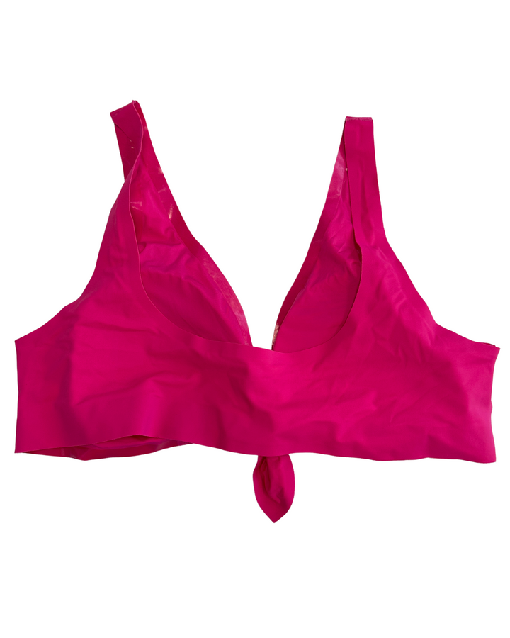 Bright Pink Tie Front Bikini Top - 3XL and 4XL