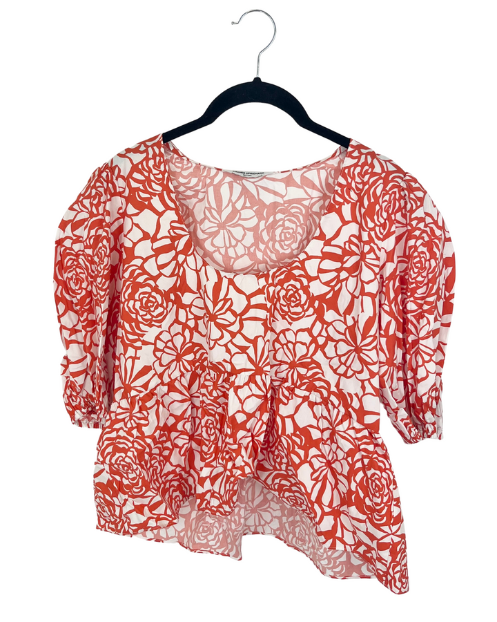 Orange And White Blouse - Size 4/6