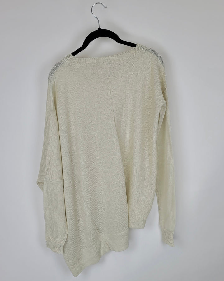 Off White Oversized Asymmetrical Sweater - Extra Small - Large