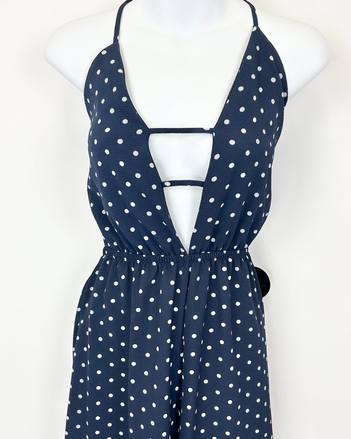 Navy Blue And White Jumpsuit - Small