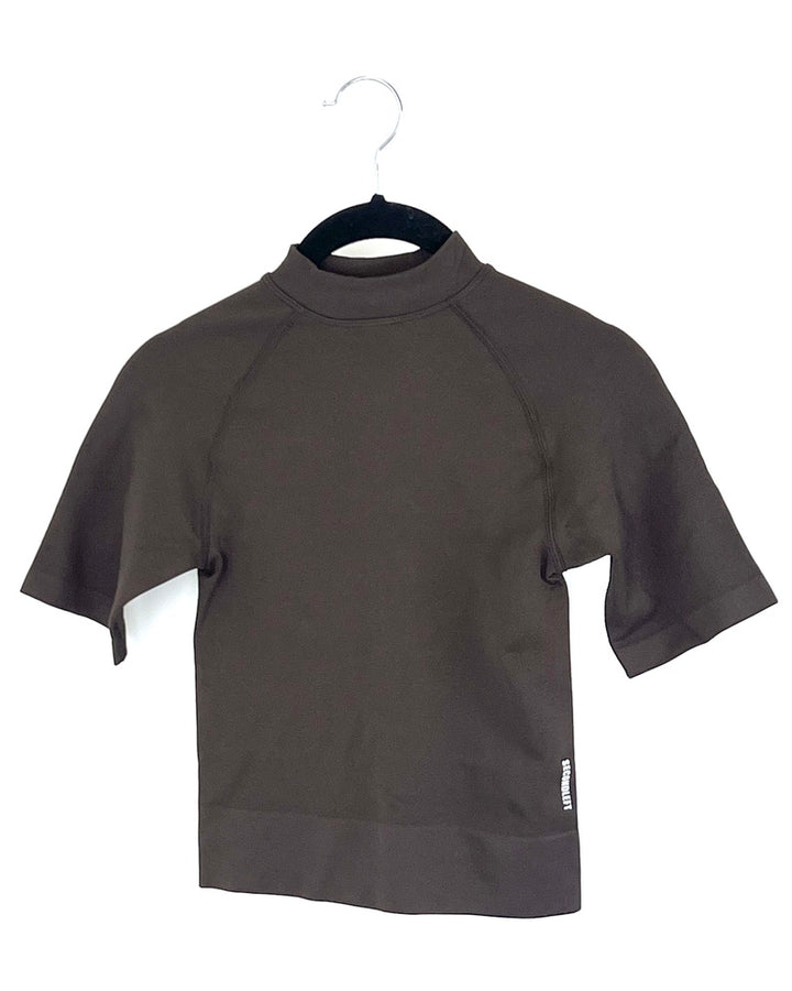 Secondleft Dark Brown Tight Short Sleeve - Extra Small