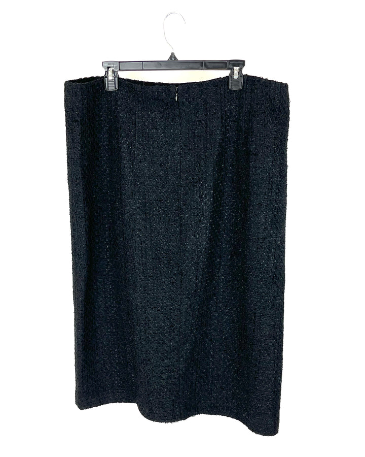 Black Tweed & Gold Buttons Maxi Skirt - Size 18W