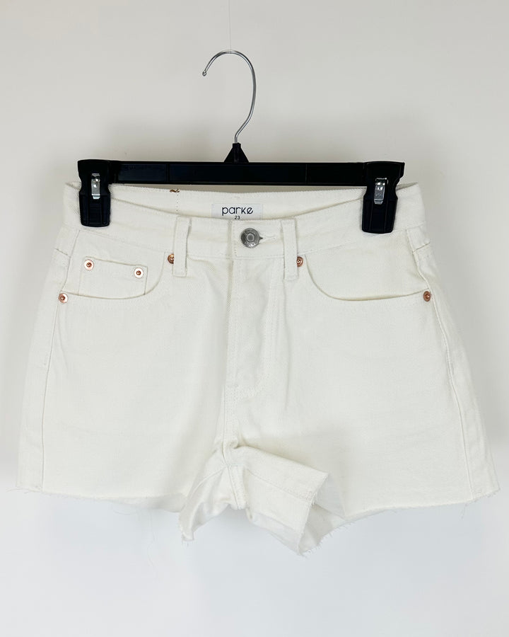 White Denim Shorts - Size 23, 24 and 25 (Waist)