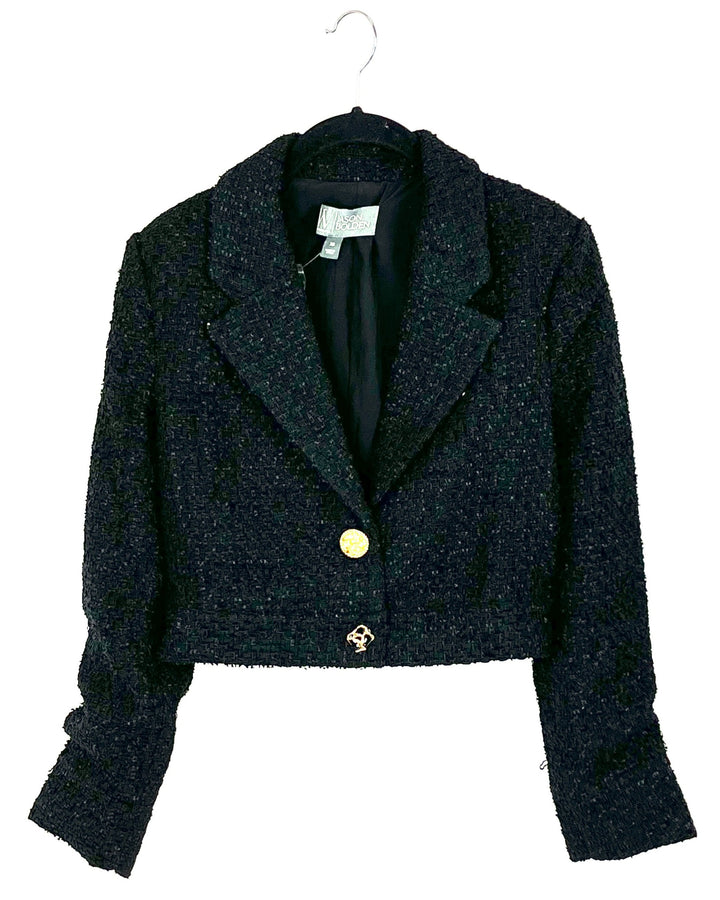 Black Tweed Cropped Blazer - Size 2/4