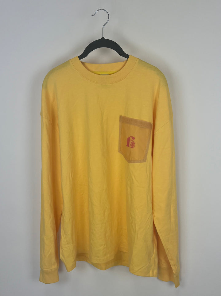 MENS Bright Yellow Long Sleeve Shirt With Front Pocket