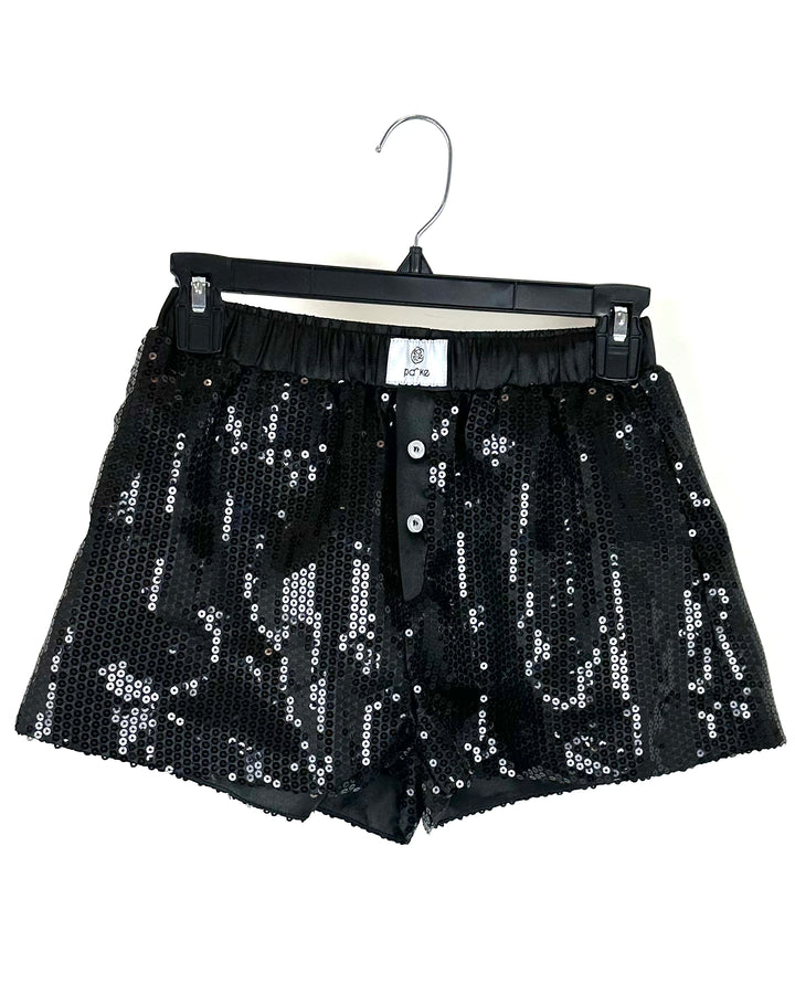 Black Sequin Boxer Shorts - Extra Small and Small