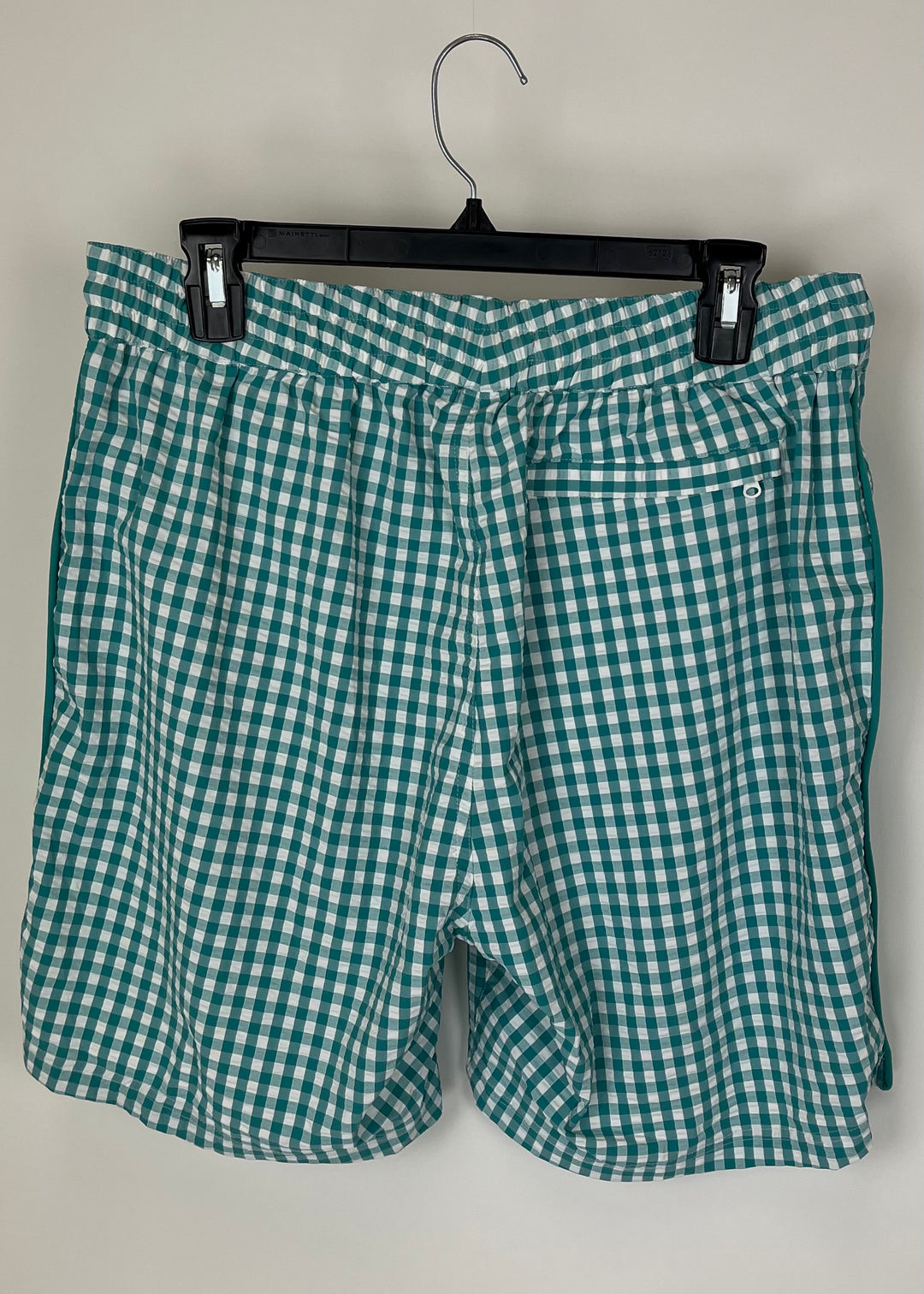 MENS Teal Gingham Swim Shorts - Medium