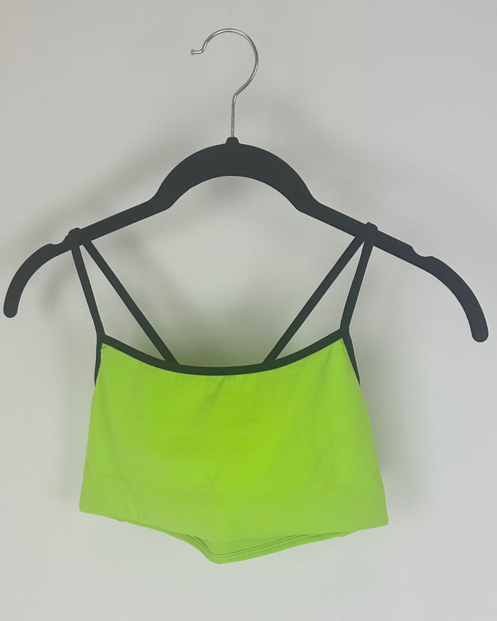 Splits59 Neon Green and Black Trim Sports Bra - Small