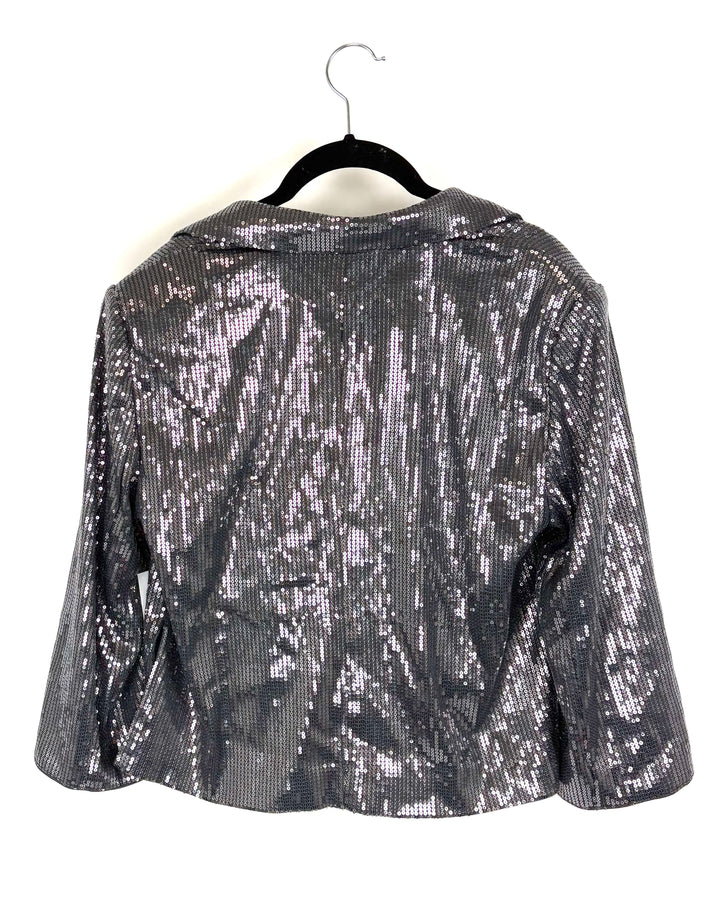 Wheelchair Adaptive Silver Gray Sequin Cropped Blazer - Size 8/10