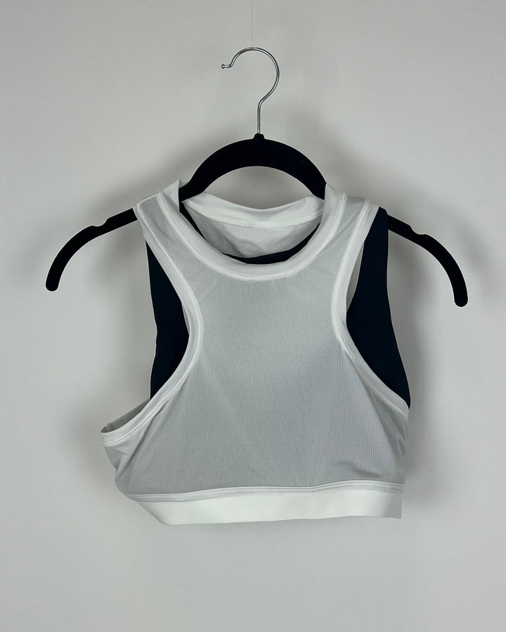 Black and White Layered Sports Bra - Medium