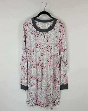 Pink Floral Nightgown - 1X