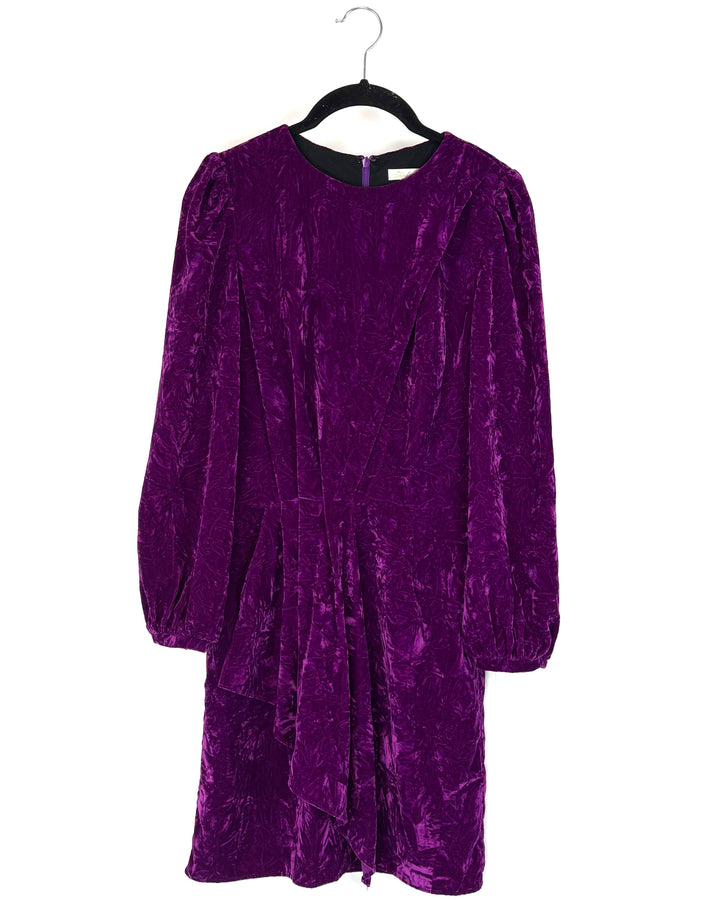 Royal Purple Velvet Long Sleeve Dress - Size 4