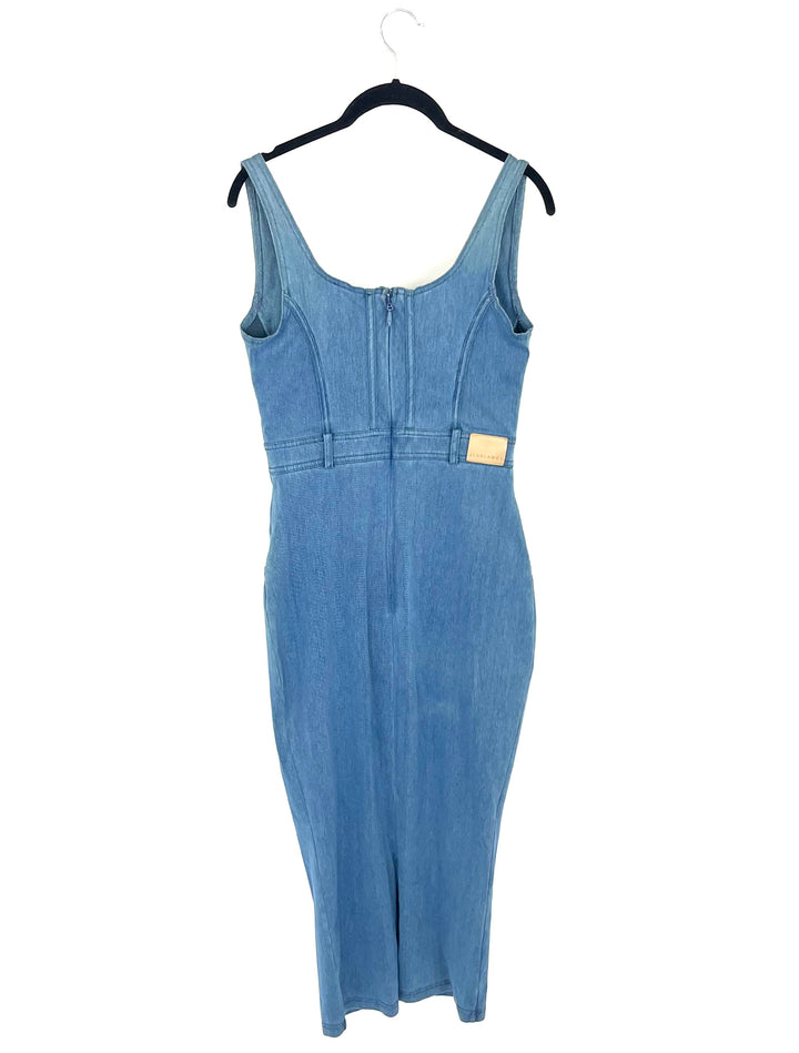 JLUXLABEL Denim Midi Corset Dress - Large