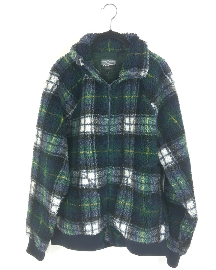 MENS J. Crew Fuzzy Plaid Jacket - Large