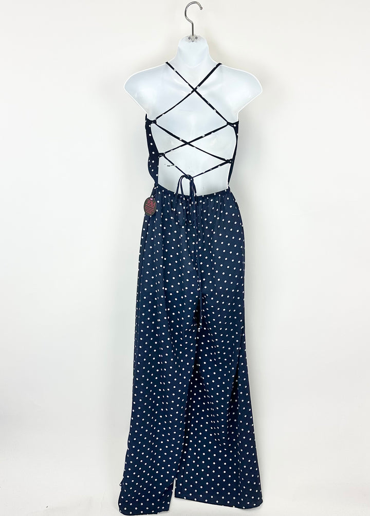 Navy Blue And White Jumpsuit - Small