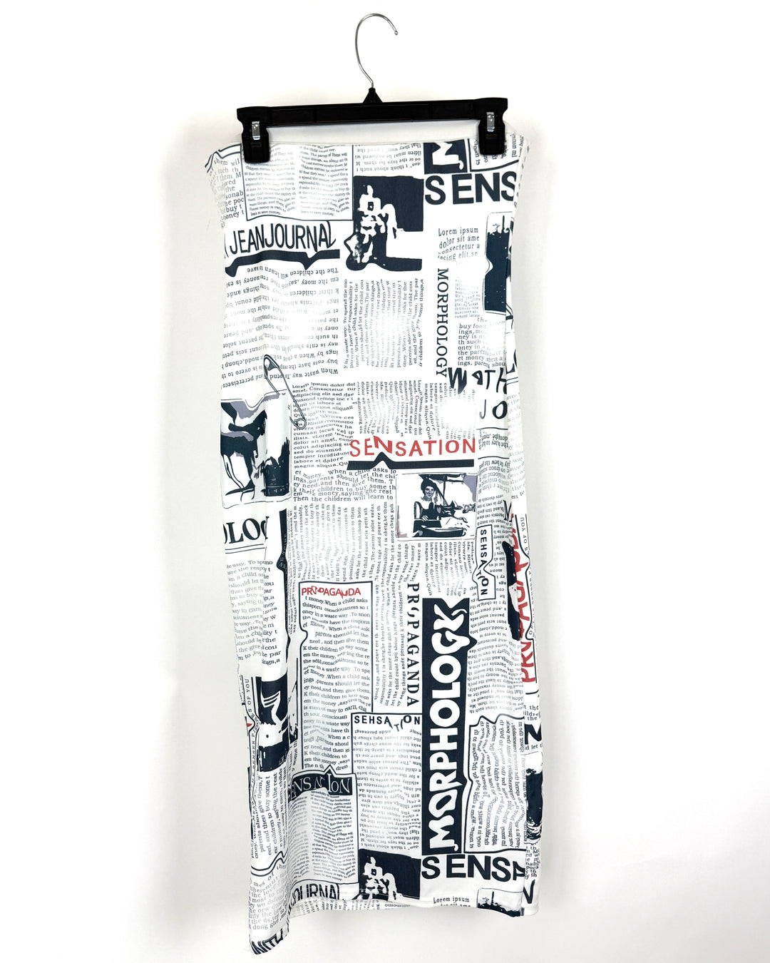 Newspaper Print Strapless Dress - Large