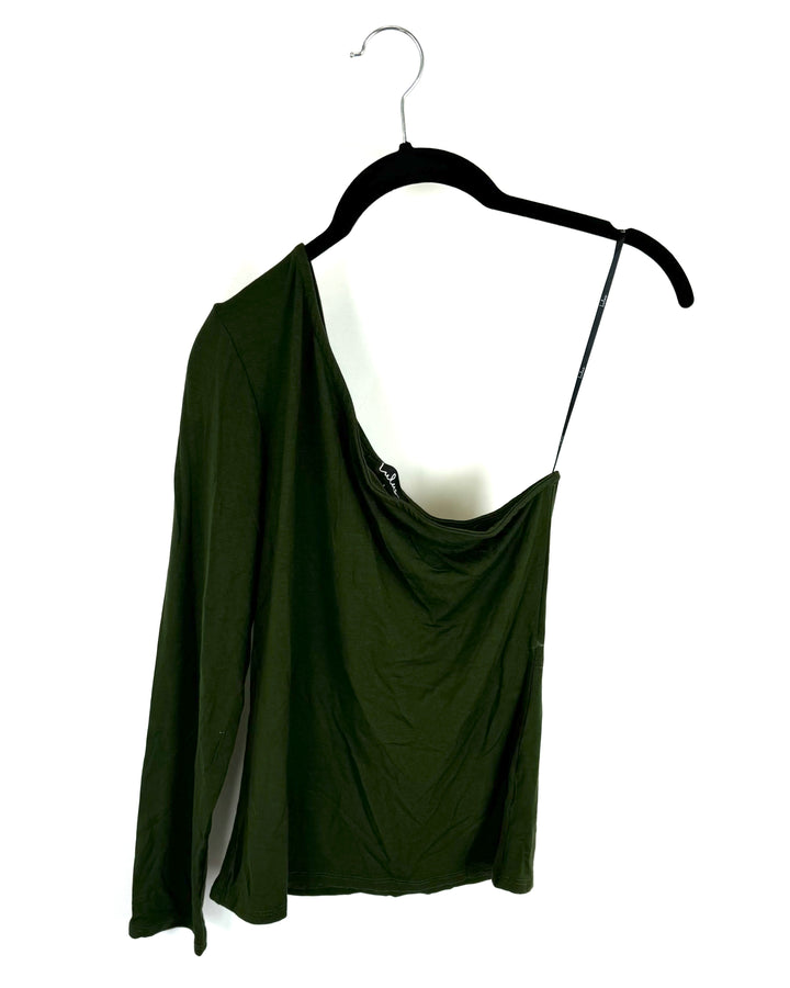 Lulus Green Off The Shoulder Top - Size 6/8