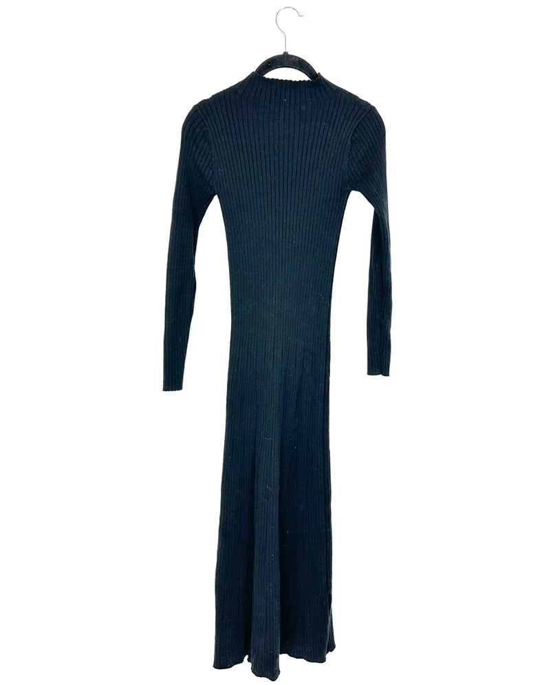 ASTR Black Ribbed Long Dress - Extra Small