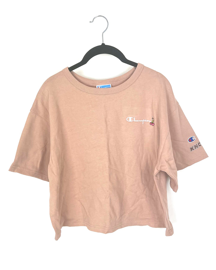 Blush Pink Cropped T-Shirt - Medium