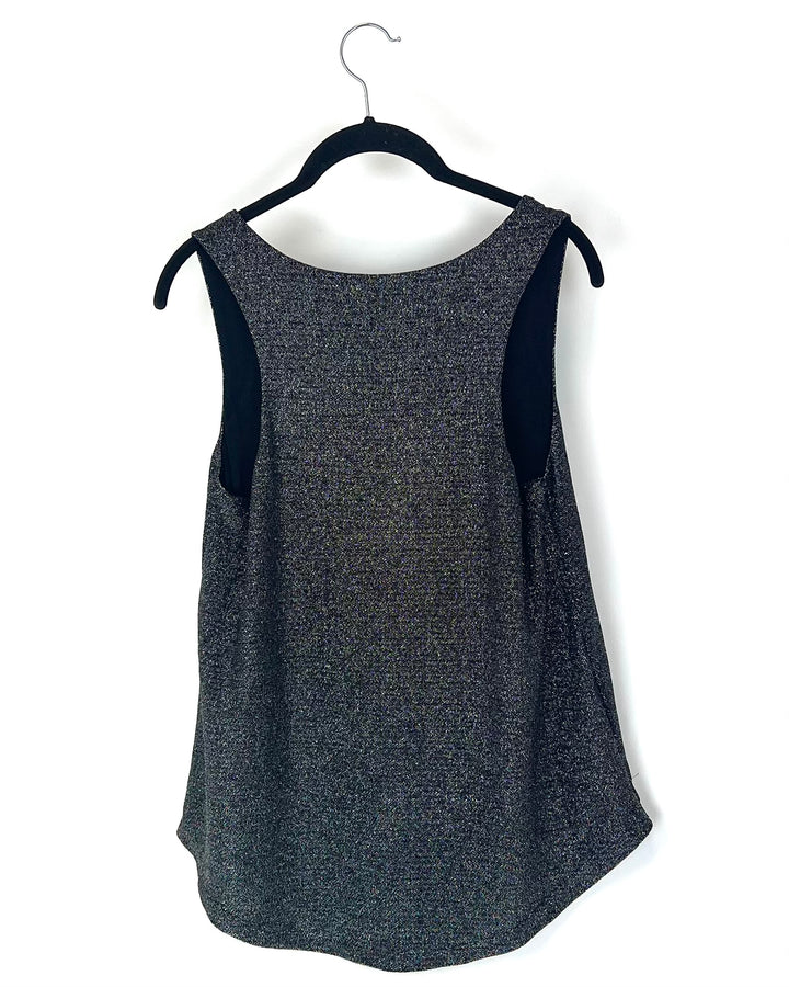 Stretchy Black Sparkle V-Neck Tank - Small