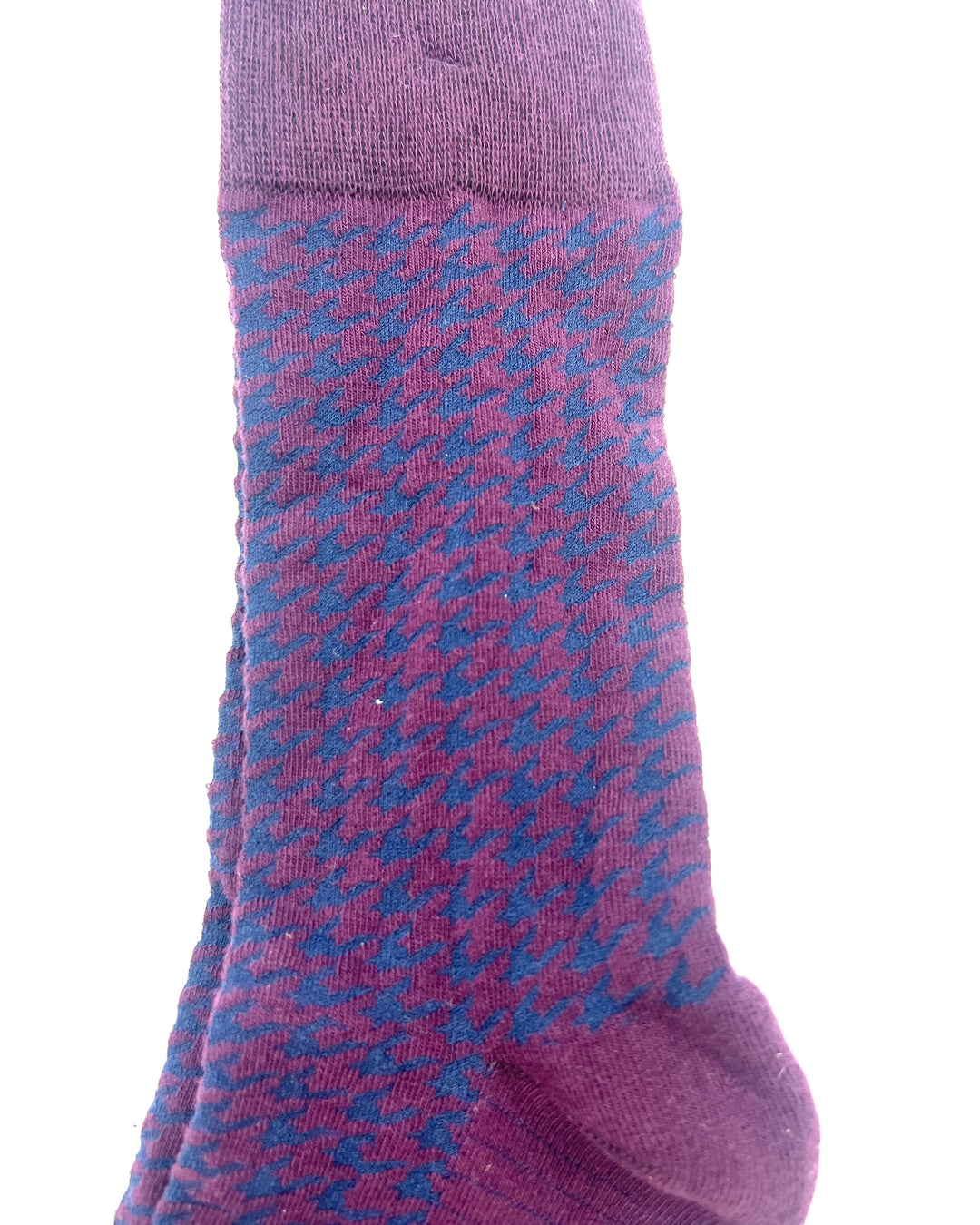 MENS Dark Purple and Blue Herringbone Crew Sock - One Size Fits Most