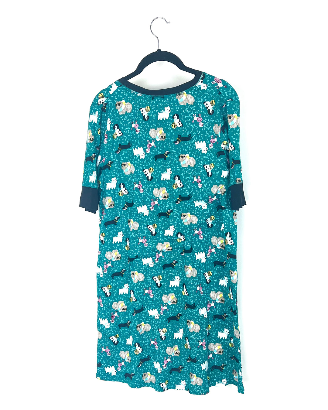 Teal Dog Print Nightgown - Small