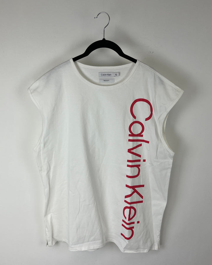 MENS White Logo Muscle Tee - Medium