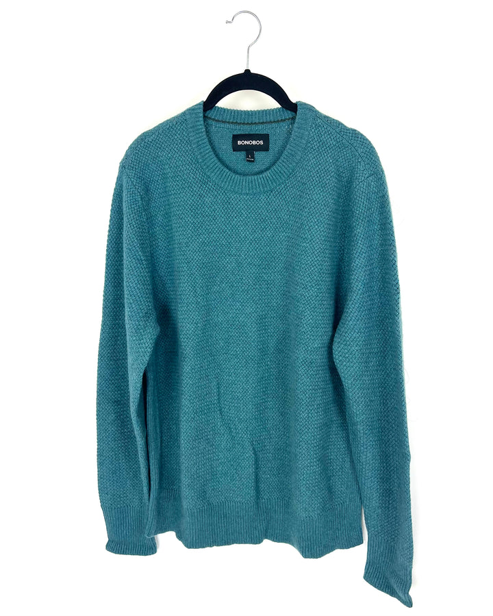 MENS Aquamarine Crew Neck Sweater - Large