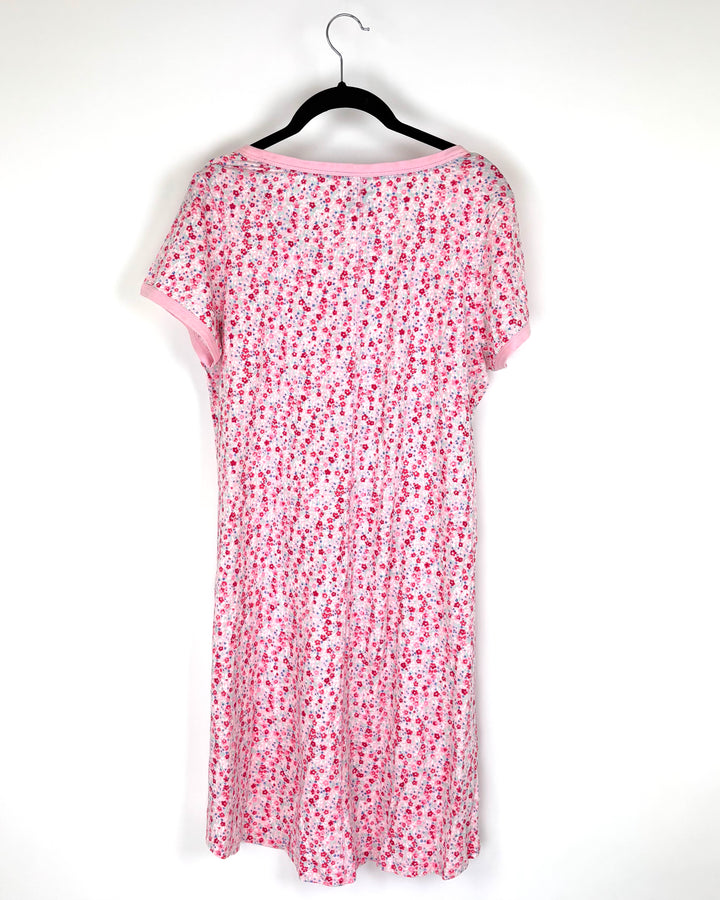 Light Pink Short Sleeve Floral Nightgown - Size 2/4