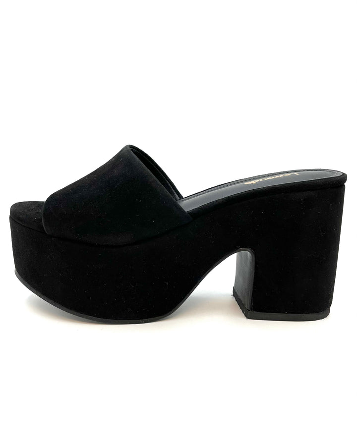 Black Suede Platform Sandal - Size 5 and 10