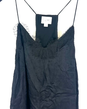 Black Racer Back Top With Lace - Small