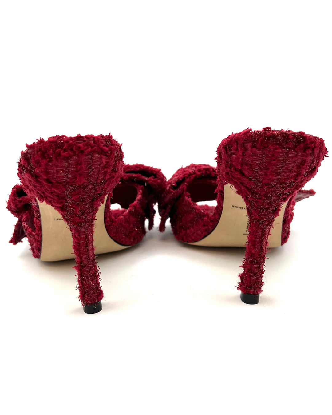 Red Tweed Bow Heels - Size 6.5