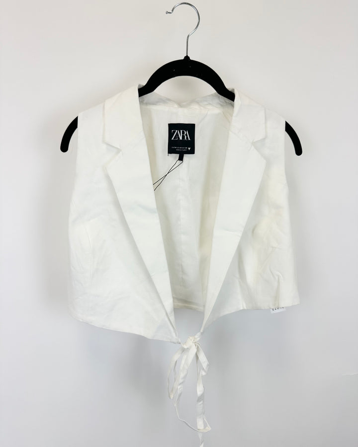 Zara White Tie Vest - Medium