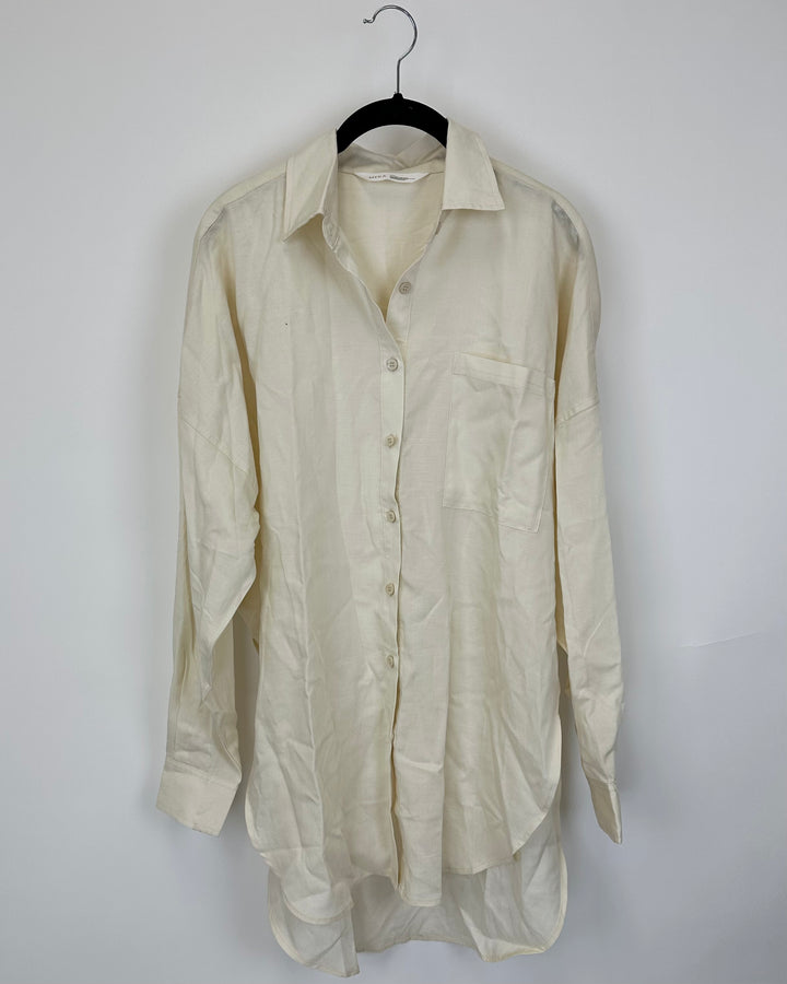 Myra Off White Linen Tunic - Small/Medium