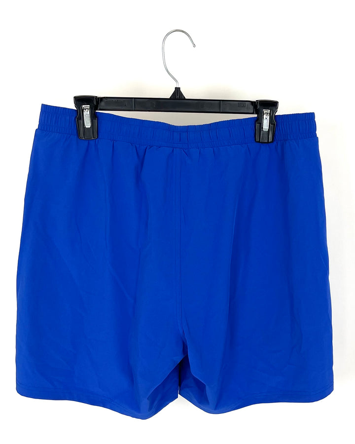 MENS Cerulean Active Shorts With Interior Yellow Waistband - Small