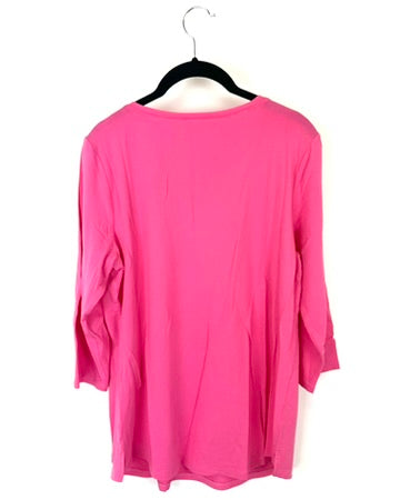 Bright Pink Long Sleeve Top - Small