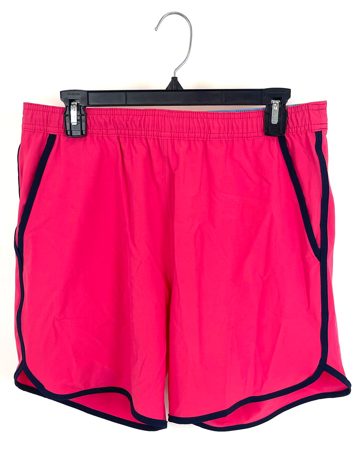 MENS Pink and Black Trim Swim Shorts - Medium