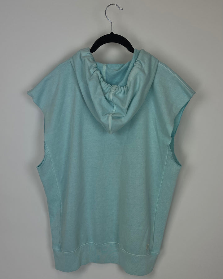 MENS Aqua Sleeveless Zip-Up Hoodie - Medium