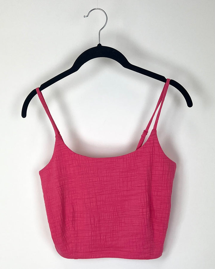 Watermelon Pink Texture Cropped Tank - Small