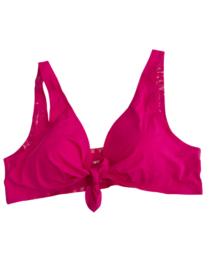 Bright Pink Tie Front Bikini Top - 3XL and 4XL