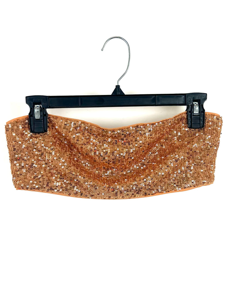 Camila Coelho Gold Sequin Crop Top - Small