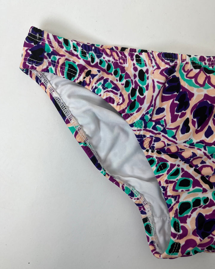 Purple, Peach, and Teal Abstract Swim Bottom - Small