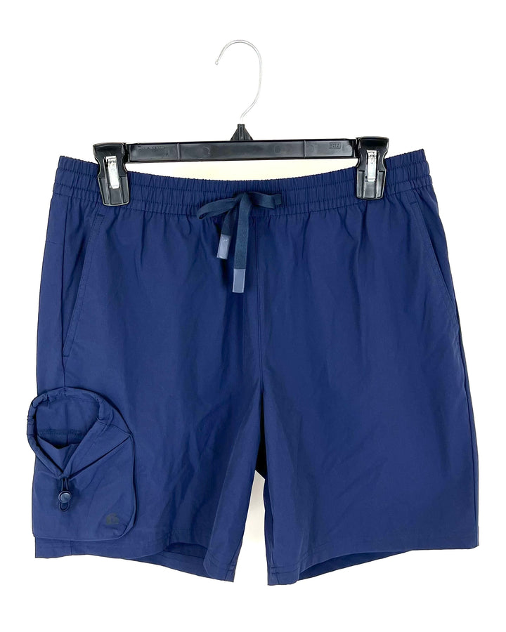 MENS Navy Blue Monochrome Drawstring Active Shorts - Small