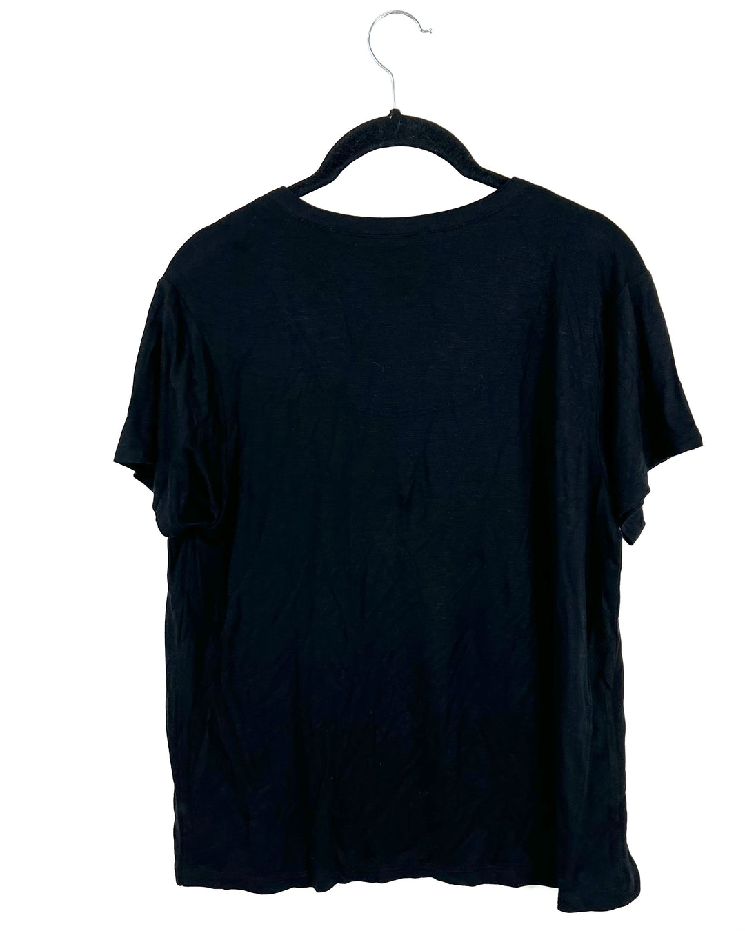 Black Tee with Ruched Detail - Extra Small